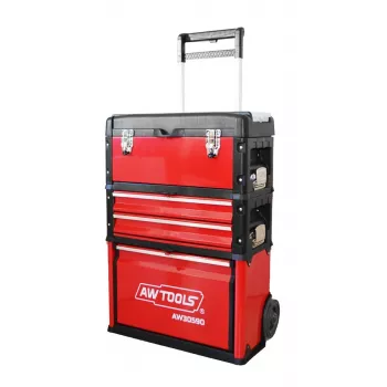 AWTOOLS 3-teiliger modularer Werkzeugwagen 120 kg Tragfähigkeit Schwarz & Rot