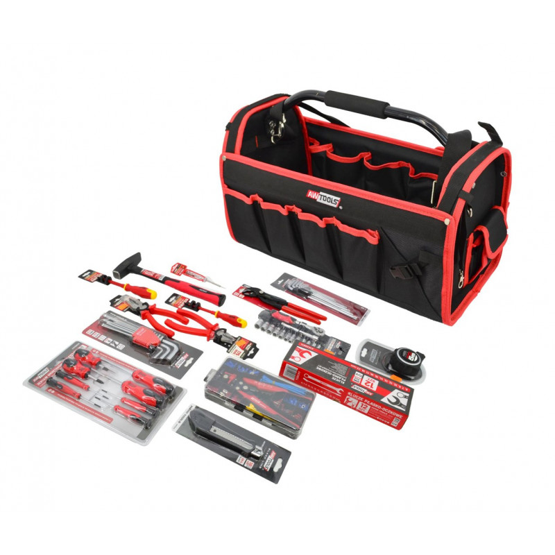 AWTOOLS MAXI Master Werkzeugsatz 120-teilig, allgemeiner Handwerkzeugsatz mit Werkzeugen aus Chrom-Vanadium-Stahl, Schlagfestkoffer