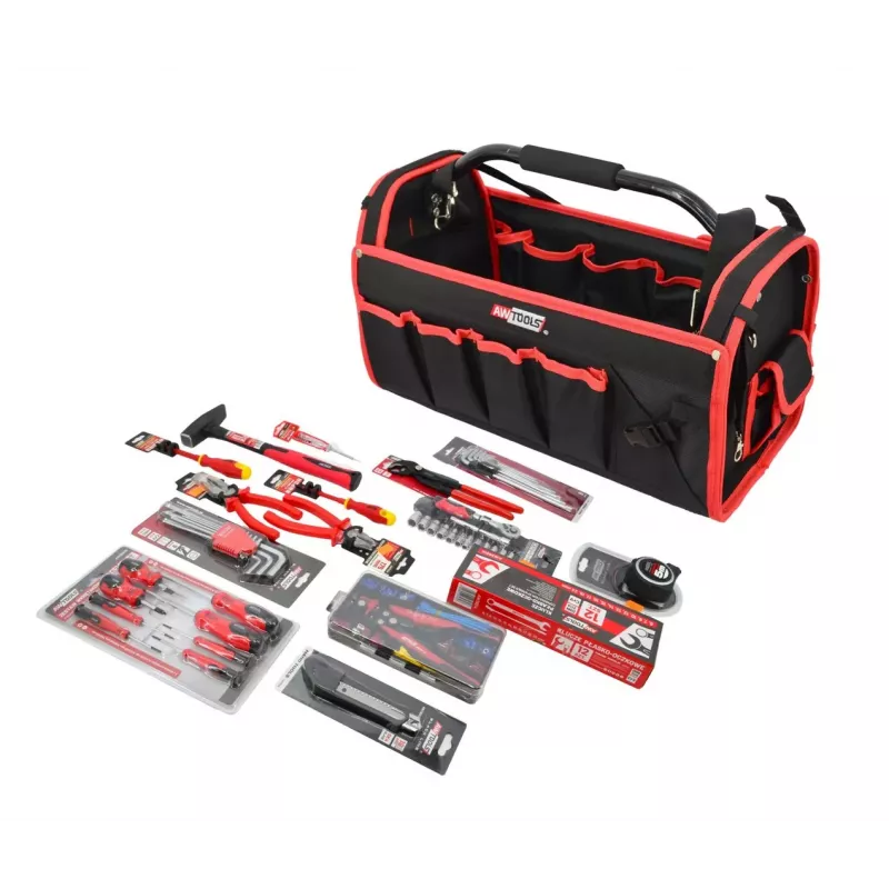 AWTOOLS MAXI Master Werkzeugsatz 120-teilig, allgemeiner Handwerkzeugsatz mit Werkzeugen aus Chrom-Vanadium-Stahl, Schlagfestkoffer