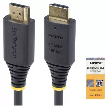 StarTech.com 1,5 m (4,9 ft) Premium Certified High Speed HDMI-Kabel, 4K60Hz, Schwarz