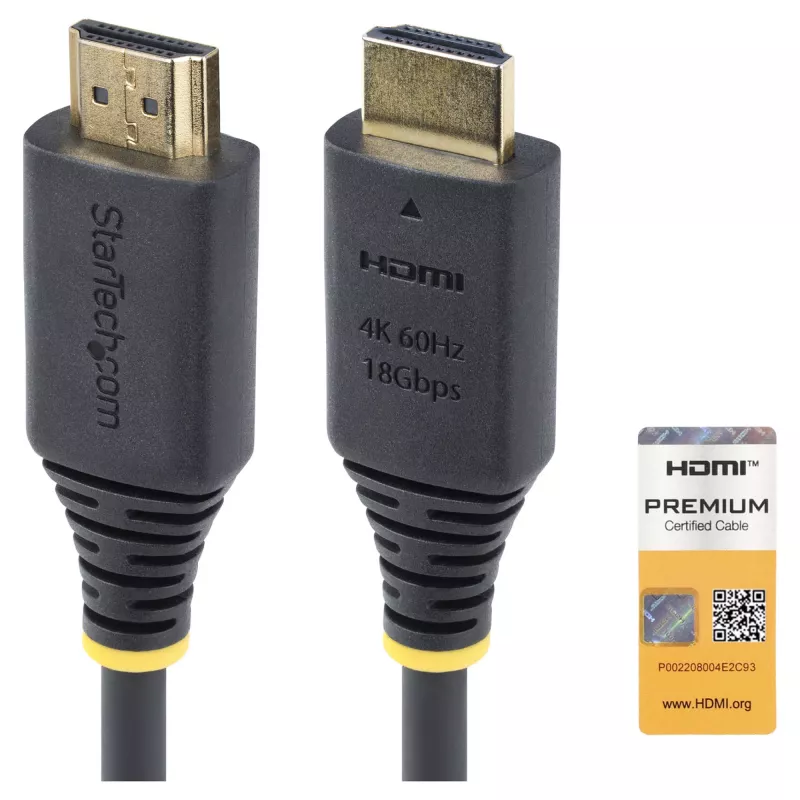 StarTech.com 1,5 m (4,9 ft) Premium Certified High Speed HDMI-Kabel, 4K60Hz, Schwarz
