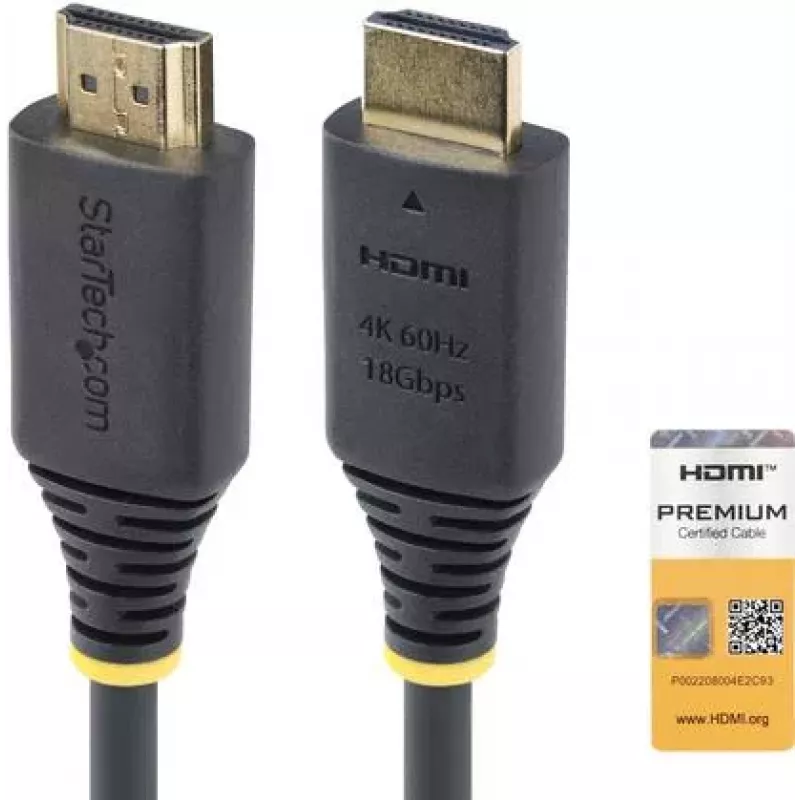 StarTech.com 1,5 m (4,9 ft) Premium Certified High Speed HDMI-Kabel, 4K60Hz, Schwarz