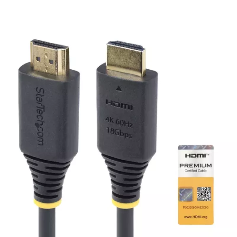 StarTech.com 1,5 m (4,9 ft) Premium Certified High Speed HDMI-Kabel, 4K60Hz, Schwarz