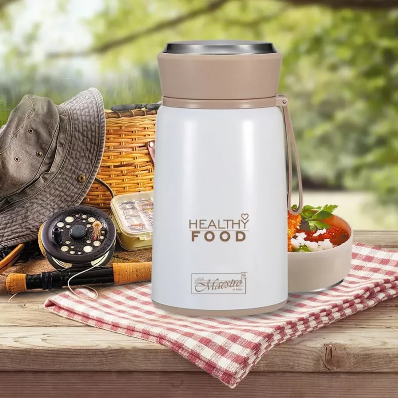 Maestro MR-1646-80 Dinner Thermos 0,8 L Edelstahl Vakuum-Isolierflasche für Speisen mit Klapplöffel