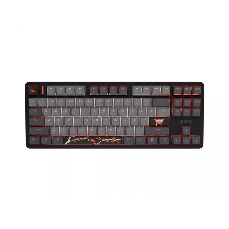 Fury Kanabo K6 Gaming-Tastatur, US-Layout, RGB-Beleuchtung, Magnetische Handballenauflage, Schwarz/Grau