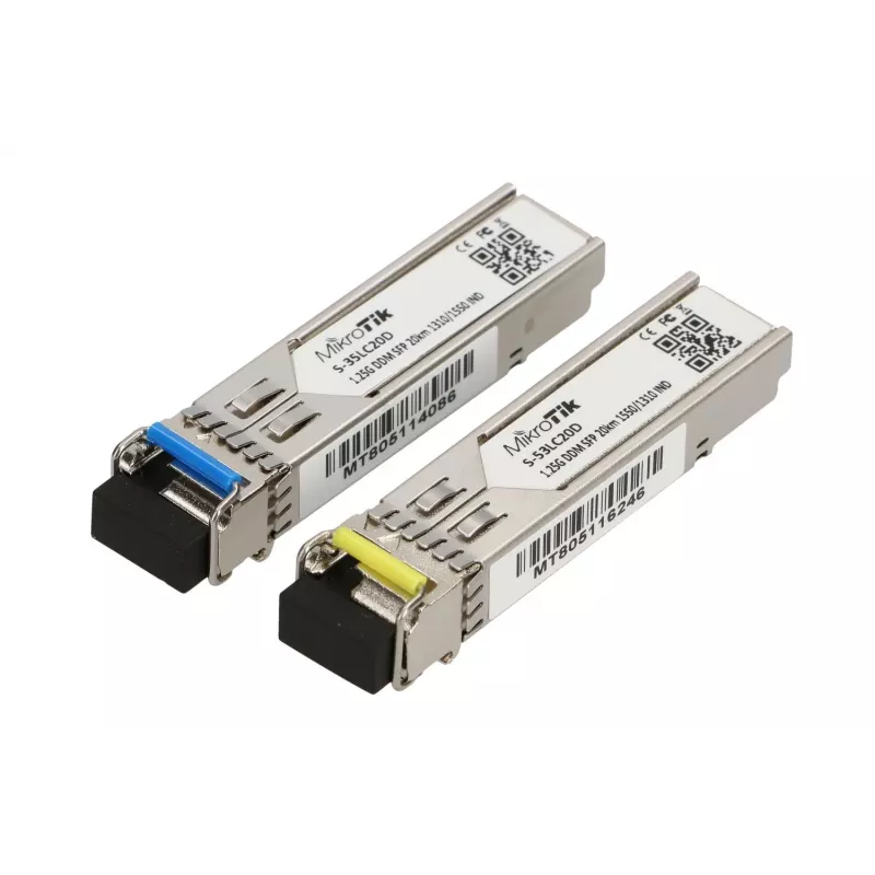 MikroTik SFP Module S-3553LC20D, 1,25 Gb/s, 20 km, Single-Mode, Paar (T1310nm/R1550nm) + (T1550nm/R1310nm)