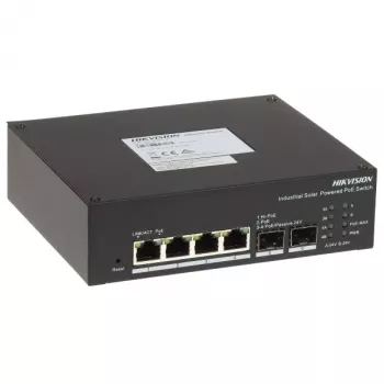 Hikvision DS-3T1506HP-EI-UPS LinkVu Smart Managed Industrial Solar PoE Switch, 6-Port, 4x PoE++ 90W, 110W Budget, integrierte USV