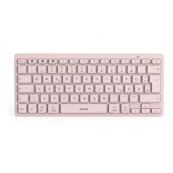Inateck Bluetooth Tastatur QWERTZ Pink - Schlanke, tragbare Tastatur für Windows, macOS, iOS, Android