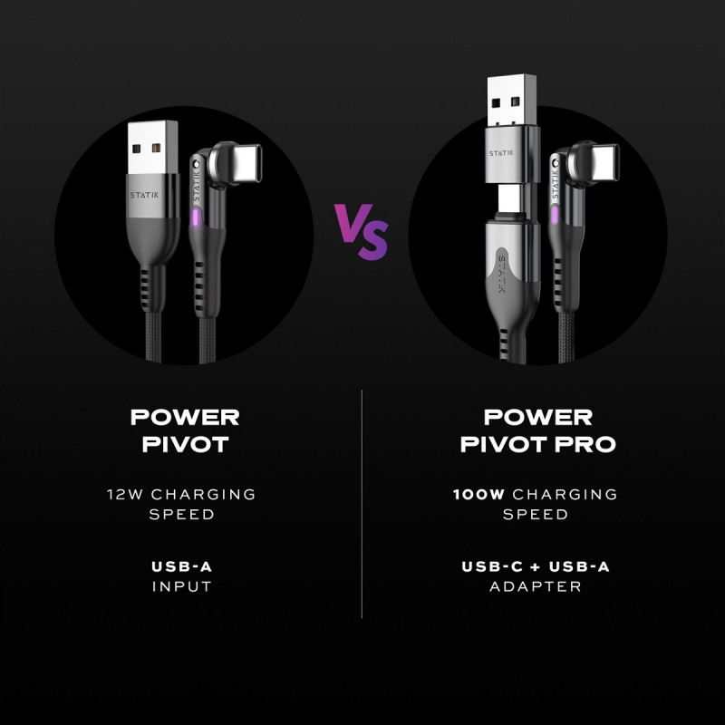 STATIK PowerPivot Pro Nylon Braided USB-C to USB-C Cable 3m Black