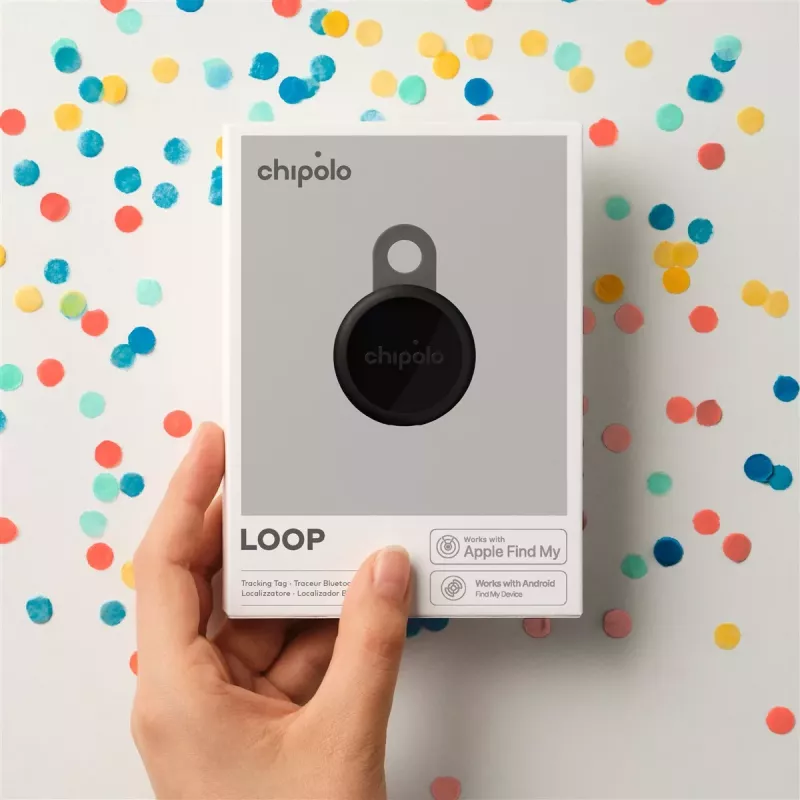 Chipolo LOOP – Wiederaufladbarer Bluetooth-Tracker mit Silikonschlaufe für iOS & Android, 4er-Pack (Charcoal, Chalk, Navy, Coral)