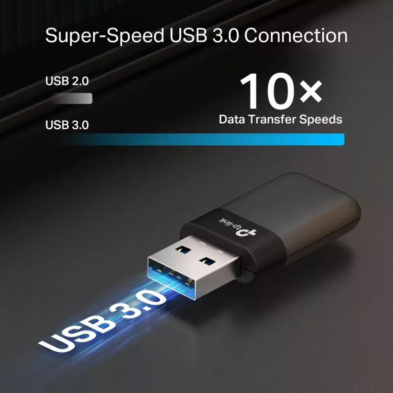 TP-LINK Archer TX23U AX1800 Mini Wi-Fi 6 Wireless USB Adapter, Dual-Band, USB 3.0, MU-MIMO, OFDMA, WPA3, Schwarz