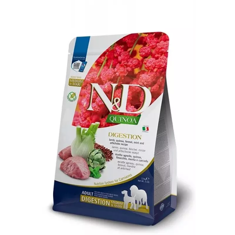 FARMINA N&D Quinoa Digestion Adult Medium Maxi Lamm Trockenfutter für Hunde - 7 kg