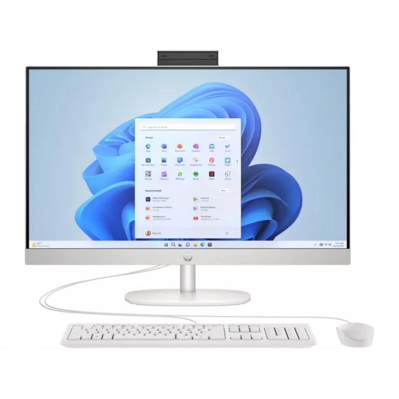 HP All-in-One 27-cr0042nf Desktop-PC, AMD Ryzen 5 7520U, 16 GB RAM, 512 GB SSD, 27 inch Full HD IPS-Display, Windows 11 Home, Weiß (generalüberholt)