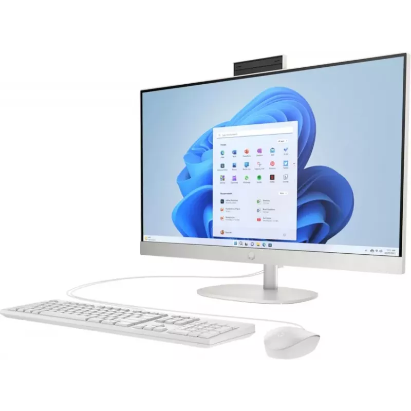 HP All-in-One 27-cr0042nf Desktop-PC, AMD Ryzen 5 7520U, 16 GB RAM, 512 GB SSD, 27 inch Full HD IPS-Display, Windows 11 Home, Weiß (generalüberholt)
