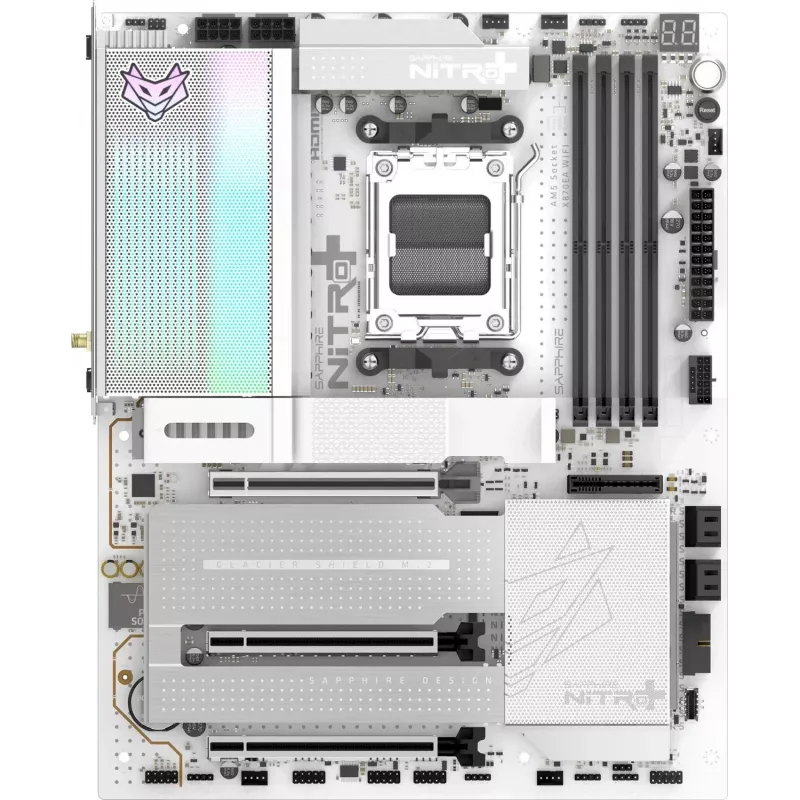 SAPPHIRE NITRO+ X870EA PHANTOMLINK P.E Mainboard, AMD X870E, Sockel AM5, DDR5, Wi-Fi 7, Weiß/Schwarz