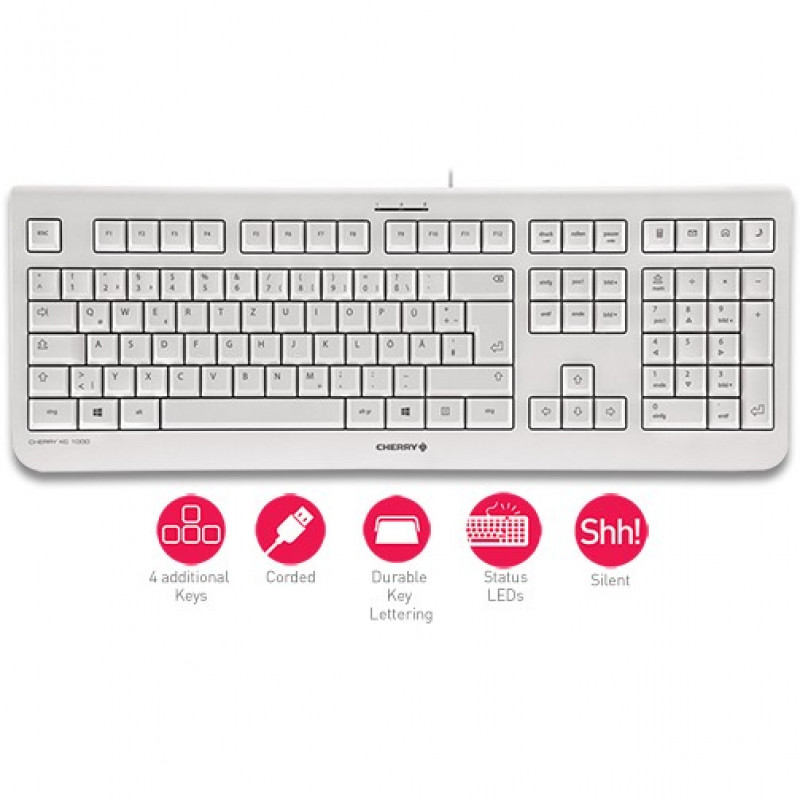 Cherry KC 1000 Tastatur - Pan Nordic - Hellgrau