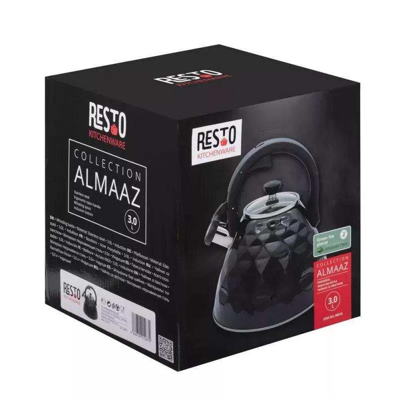 RESTO Pfeifkessel 3L Edelstahl Silber/Schwarz 90610