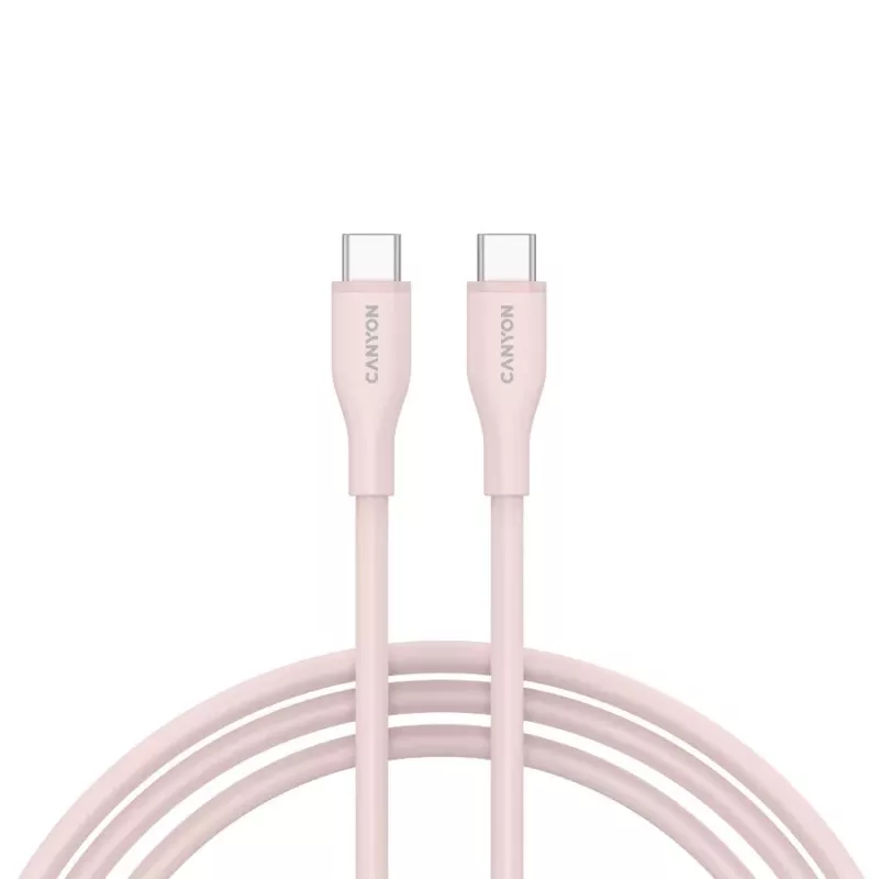 CANYON USB-C auf USB-C Kabel 60W 1m Silikon Pink Sand