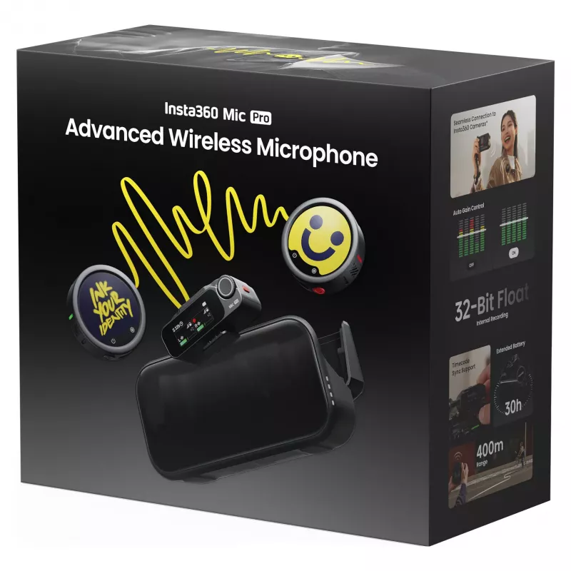 Insta360 Mic Pro (2 TX + 1 RX) - Digitales drahtloses Mikrofonsystem