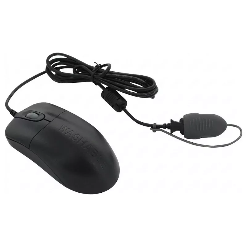 Seal Shield Silver Storm Kabelgebundene Optische Maus, 3 Tasten, USB, Schwarz, 800 DPI, IP68 Wasserdicht, Spülmaschinenfest