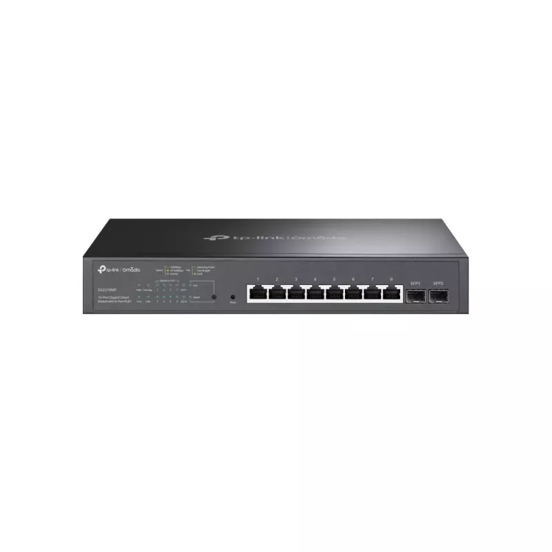 TP-LINK TL-SG2210MP Smart Managed Layer 2+ Switch, 8-Port Gigabit PoE+ mit 2 SFP-Steckplätzen, 150W PoE-Budget, Rackmontage