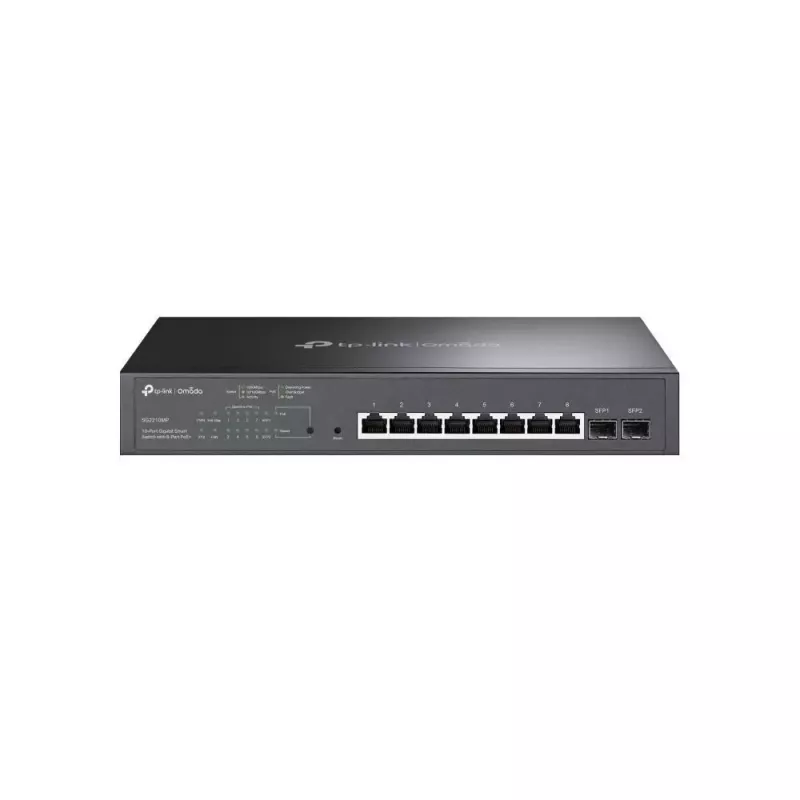 TP-LINK TL-SG2210MP Smart Managed Layer 2+ Switch, 8-Port Gigabit PoE+ mit 2 SFP-Steckplätzen, 150W PoE-Budget, Rackmontage