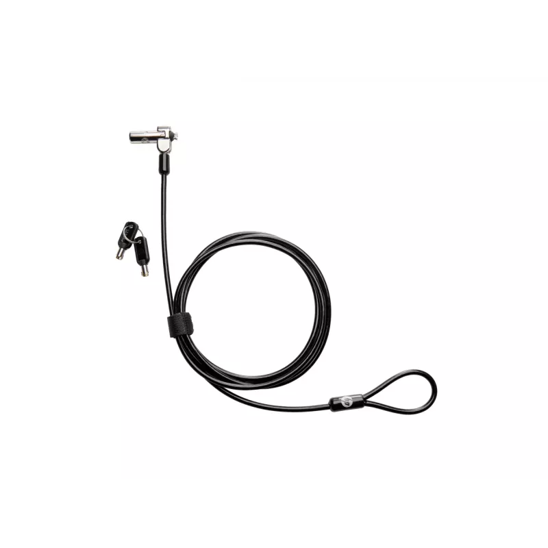 HP Nano MK Lock - Schlüsselkabelschloss für Kensington Nano Sicherheitsschlitz, 1,83 m verzinktes Stahlkabel, Schwarz/Silber