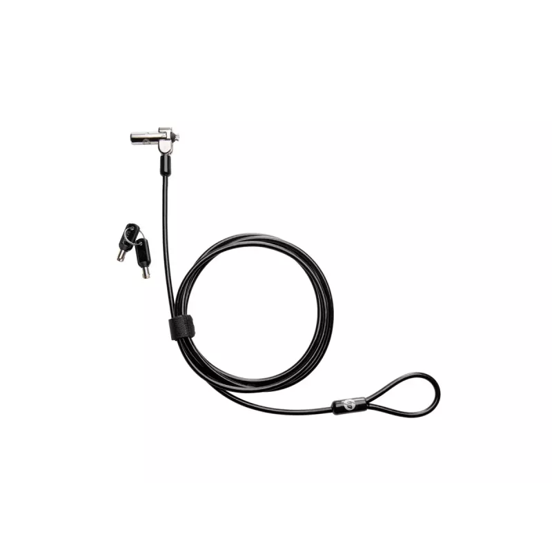 HP Nano MK Lock - Schlüsselkabelschloss für Kensington Nano Sicherheitsschlitz, 1,83 m verzinktes Stahlkabel, Schwarz/Silber