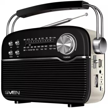 Lautsprecher SVEN SRP-500, Schwarz (3W, Bluetooth, FM/AM/SW, USB, microSD, AUX, Akku)