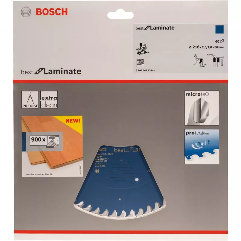 Bosch 2608642133 Optiline Wood Kreissägeblatt 216 mm 60 Zähne HLTCG für Laminat