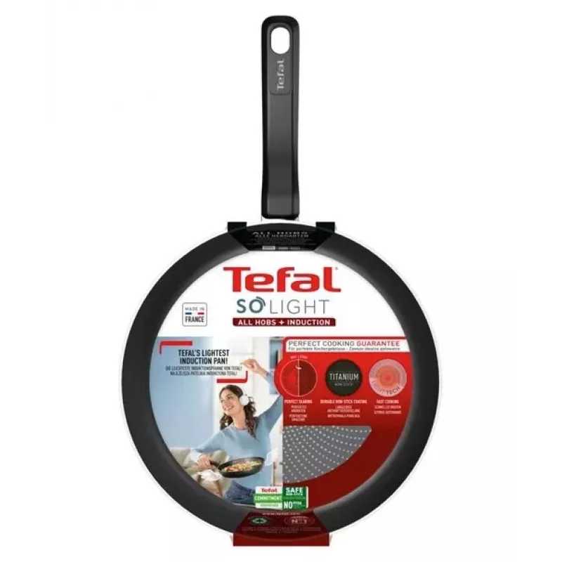Tefal So Light Bratpfanne 22 cm Induktion Titan Antihaft Schwarz
