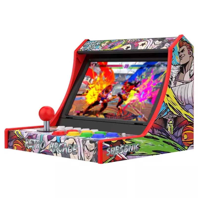 Subsonic Retro Arcade Arcade Stick / Fight Stick für PC, PS3, PS4, Nintendo Switch, Xbox One, Xbox Series X/S, USB-A, 2,5 m Kabel, Schwarz/Rot