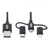 Eaton Tripp Lite Series Universal USB-A auf Lightning, USB Micro-B und USB-C Sync-/Ladekabel (M/3xM), MFi-zertifiziert, Schwarz, 1,8 m