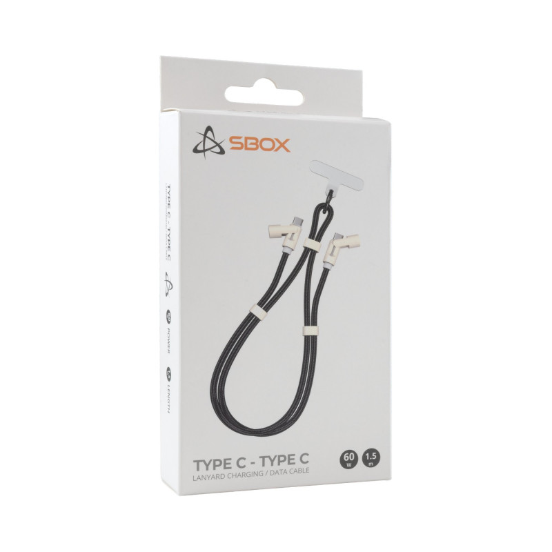 SBOX LANYARD BLACK USB-C auf USB-C Kabel 1,5m Schwarz
