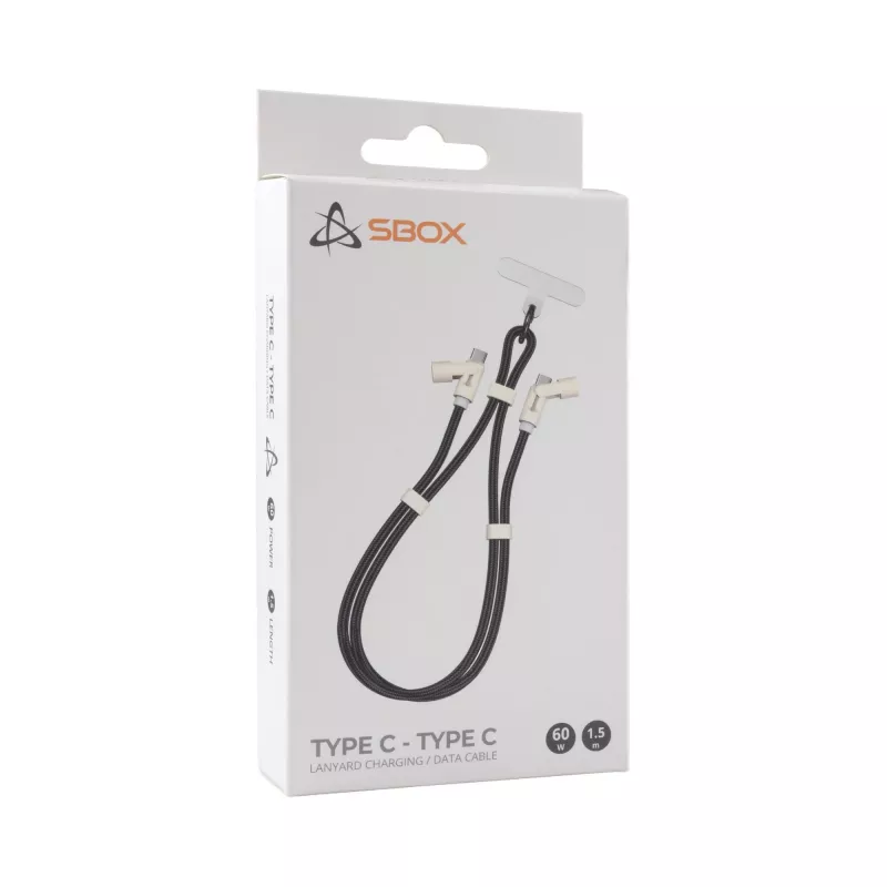 SBOX LANYARD BLACK USB-C auf USB-C Kabel 1,5m Schwarz