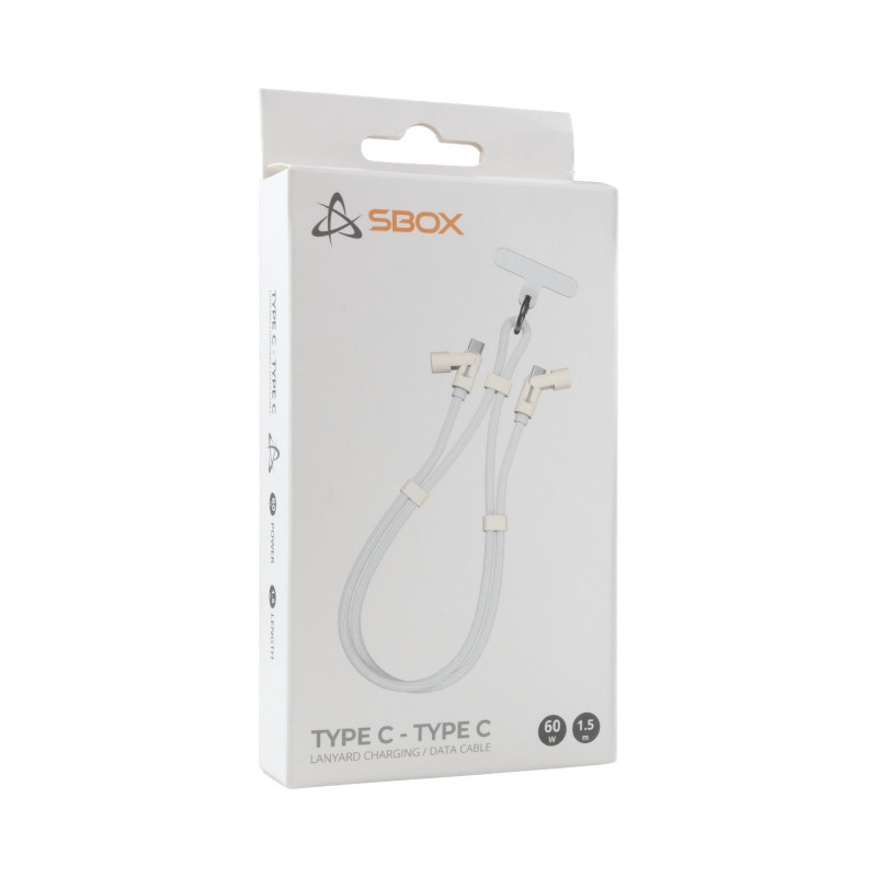 SBOX Lanyard White USB-C auf USB-C Kabel 1,5 m Weiß