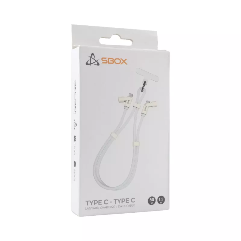SBOX Lanyard White USB-C auf USB-C Kabel 1,5 m Weiß