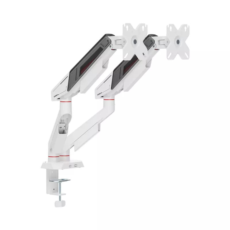 White Shark KHUFU-II GMS-3211 Dual Monitor Desktop Mount - Gas Spring, 17 inch-32 inch, 9kg per Arm, Black