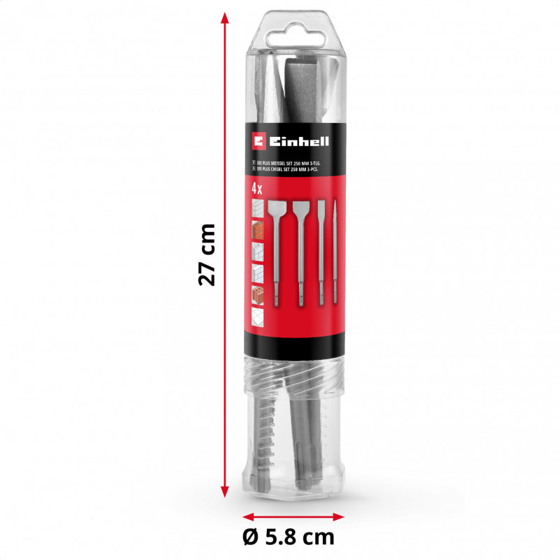 EINHELL-KWB SDS-plus Meißel-Set 250 mm, 4-teilig