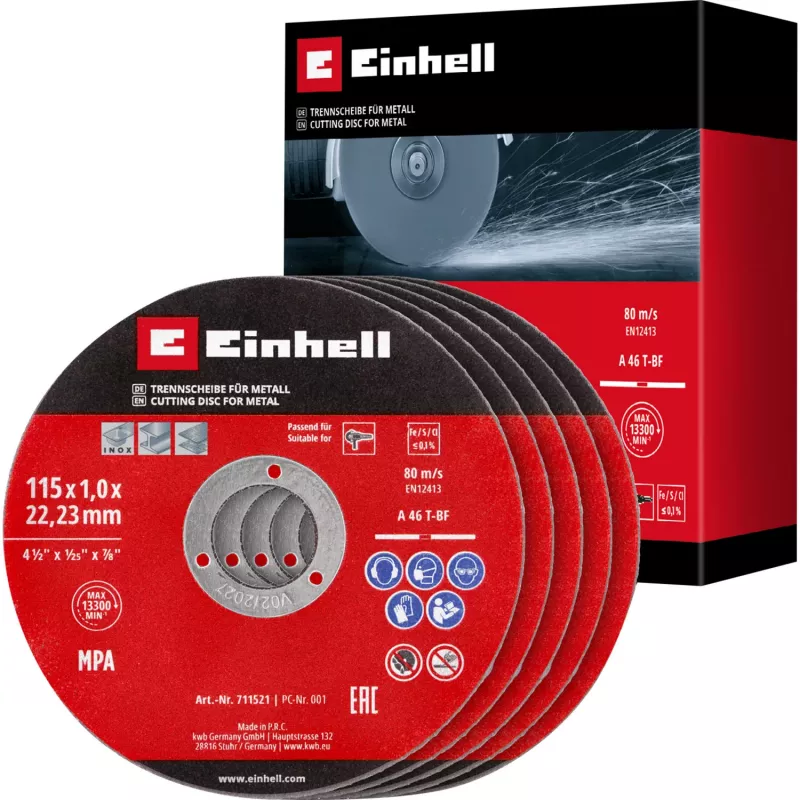 EINHELL-KWB Trennscheibe dünn, Ø 115 x 1,0 mm, 5 Stück (für Winkelschleifer)