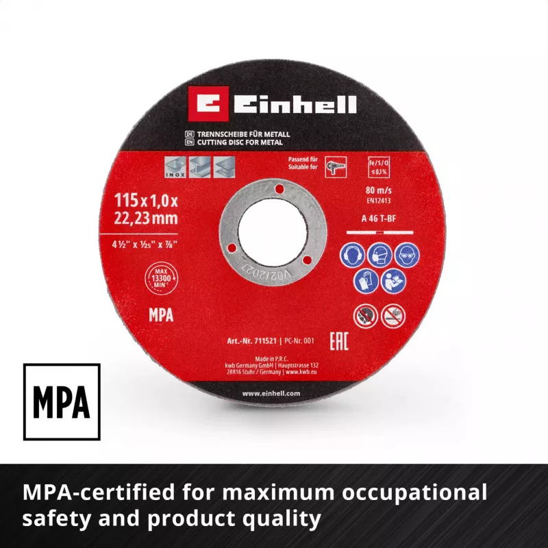EINHELL-KWB Trennscheibe dünn, Ø 115 x 1,0 mm, 5 Stück (für Winkelschleifer)