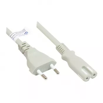 GoodConnections Euro-Netzkabel Eurostecker Typ C (gerade) auf C7/Euro 8 Buchse (gerade), Grau, 0,75 mm², 5 m, Good Connections® (P0370-GR050)