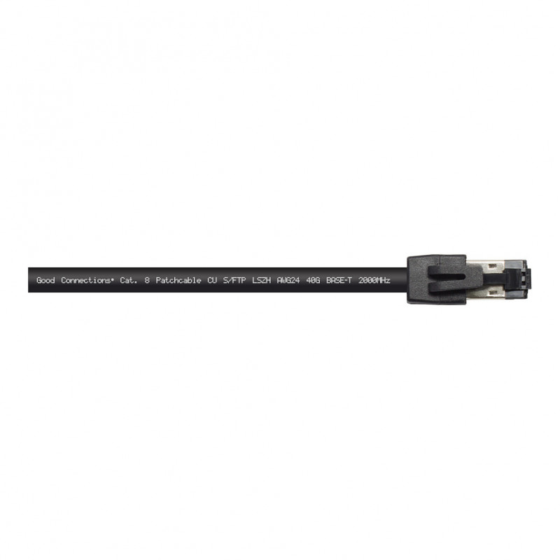 GoodConnections RNS® Cat.8.1 S/FTP Patchkabel, 0,5m, Schwarz, LSZH, 40 Gbit/s, 2000 MHz