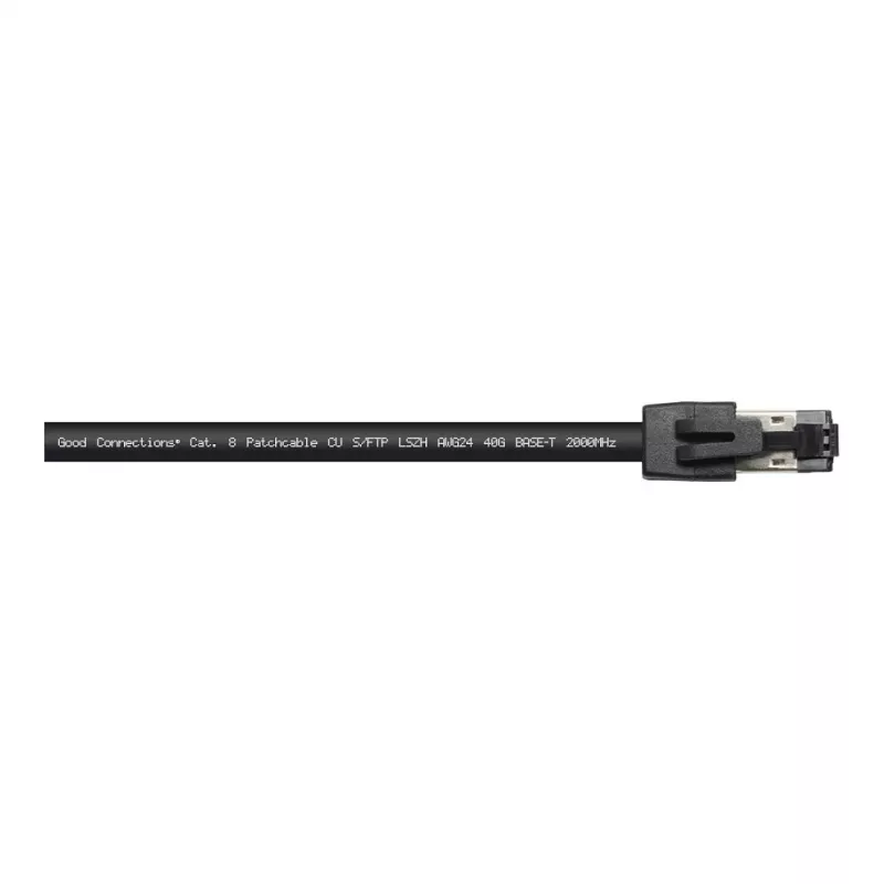 GoodConnections RNS® Cat.8.1 S/FTP Patchkabel, 0,5m, Schwarz, LSZH, 40 Gbit/s, 2000 MHz