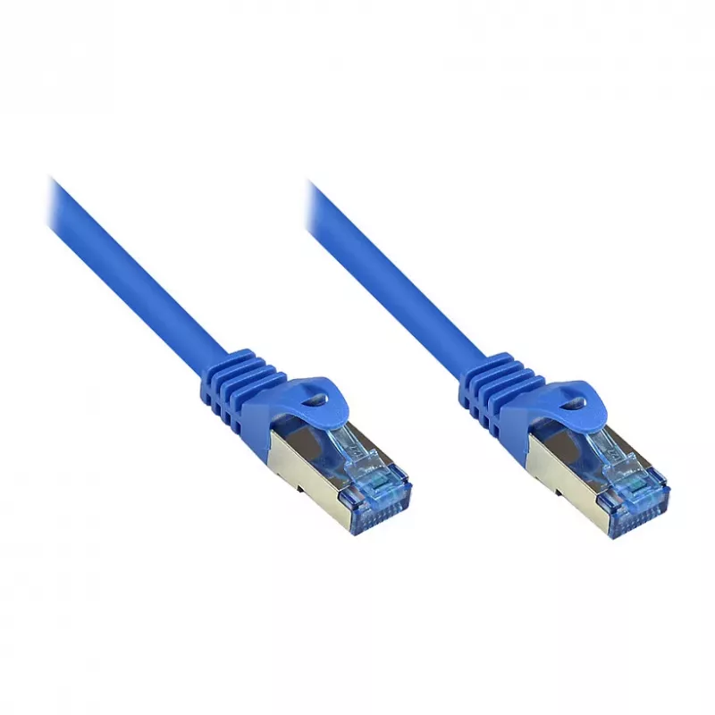 GoodConnections RNS® Patchkabel mit Knickschutz, Cat.6A, S/FTP, PiMF, halogenfrei, 500MHz, blau, 2m