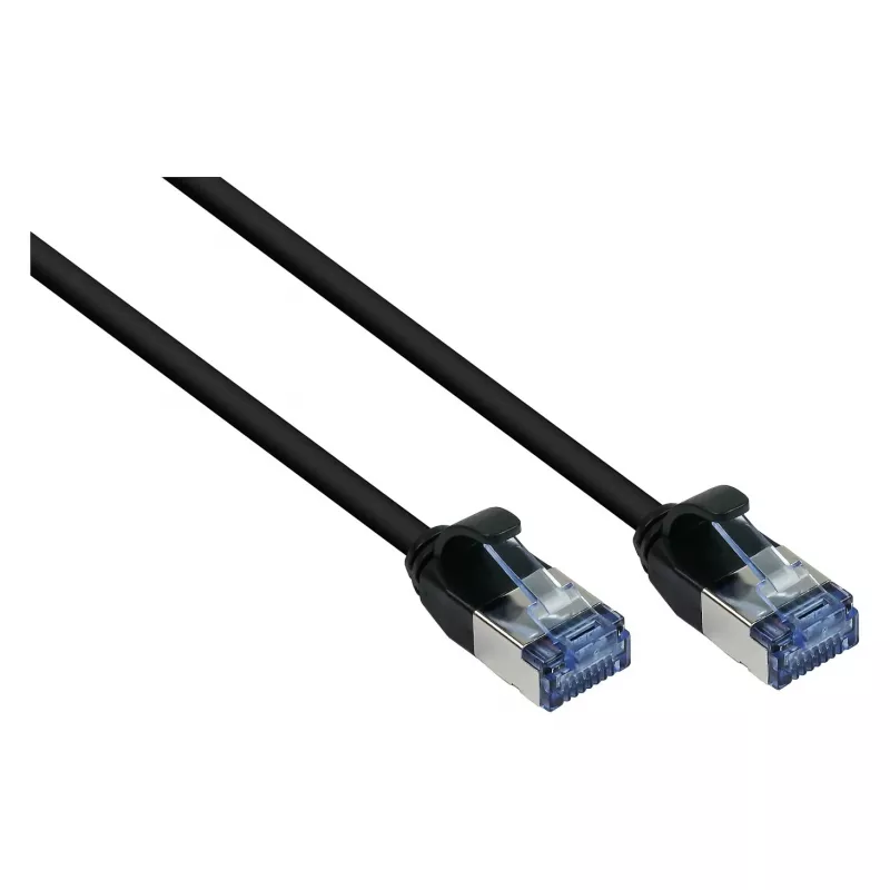 GoodConnections RNS® Patchkabel SlimLine, Cat.6A, U/FTP, PiMF, halogenfrei (LSZH), 500MHz, Kupfer, Schwarz, 1m