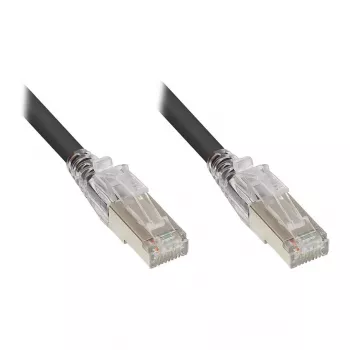 GoodConnections RNS® Patchkabel mit Rastschutz und Verriegelung, Cat. 6A, S/FTP, PiMF, halogenfrei (LSZH), 500 MHz, Schwarz, 2 m