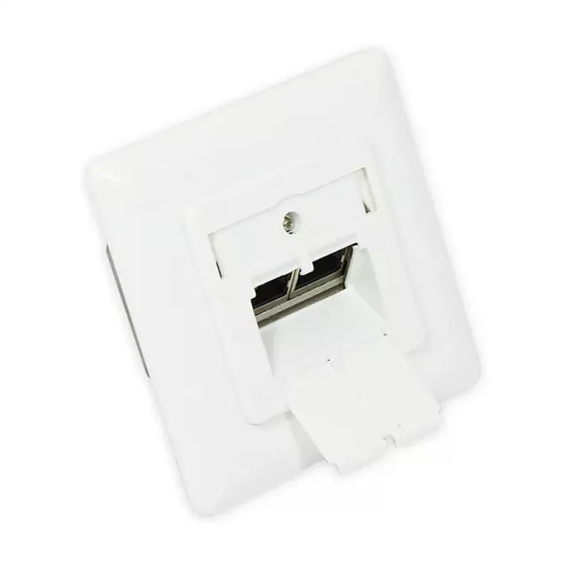 GoodConnections Cat.6A Netzwerk-Wandanschlussdose 2xRJ45 geschirmt Unterputz vertikaler Kabeleingang Signalweiß RAL9003