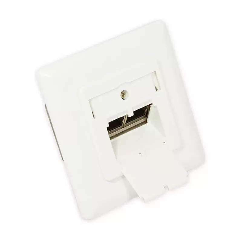 GoodConnections Cat.6A Netzwerk-Wandanschlussdose, 2xRJ45, geschirmt, Unterputz, designkompatibel, vertikaler Kabeleingang, Perlweiß RAL1013 (GC-N0021)