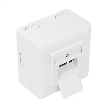 GoodConnections Cat.6 Netzwerkdose, 2xRJ45, geschirmt, Aufputz, vertikaler Kabeleingang, Signalweiß RAL9003 (GC-N0026)